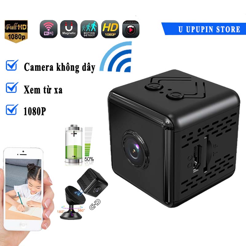 Camera mini wifi không dây 1080P an ninh trong nhà gia đình giám sám sát camera chông trộm xem trực tiếp từ xa bằng điện thoại - Hàng Chính Hãng