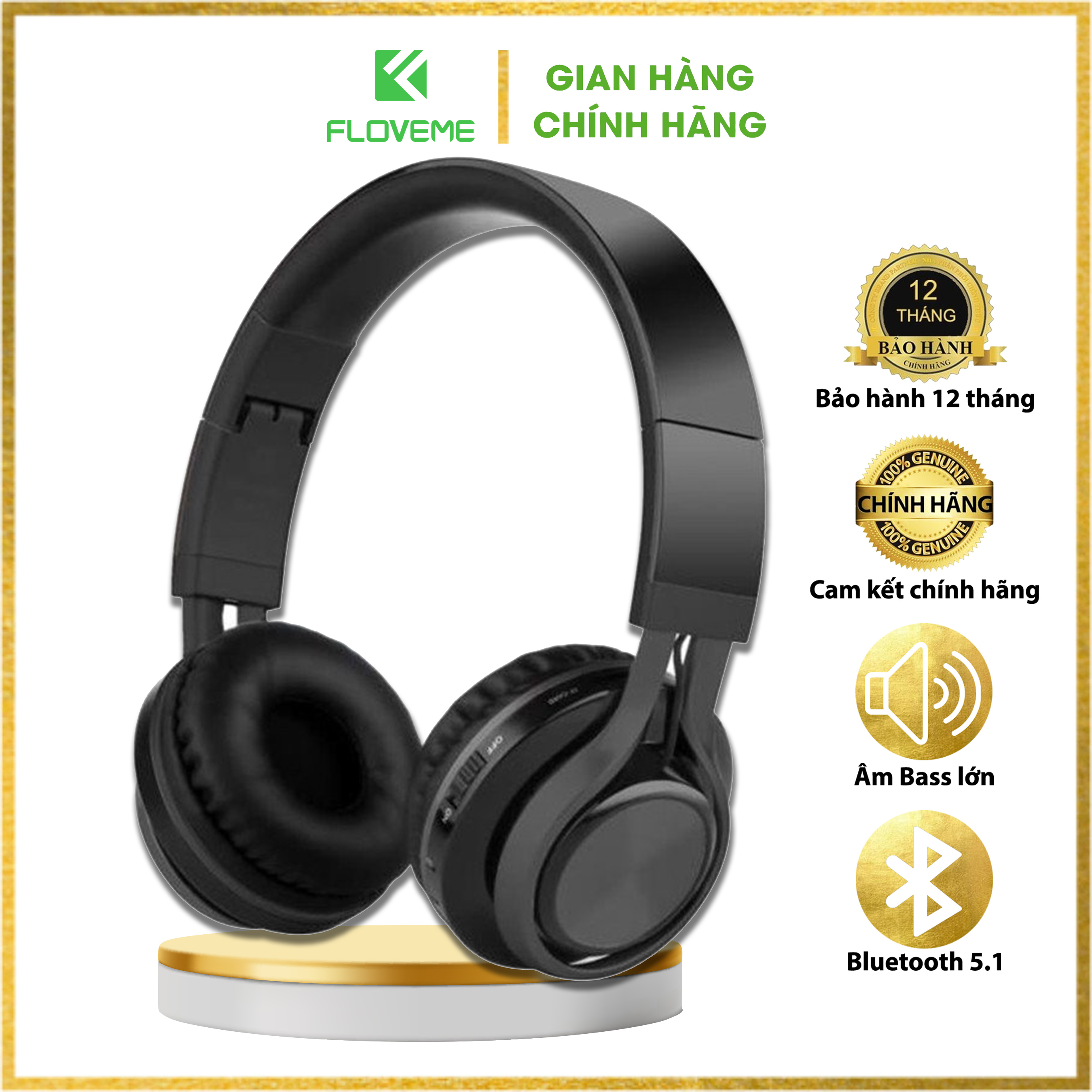 Tai nghe chụp Bluetooth Cao Cấp FLOVEME  B06 - Thiết kế thời trang siêu hiện đại - Dung lượng pin siêu lớn - Âm thanh HIFI đầy sống động - Hàng chính hãng