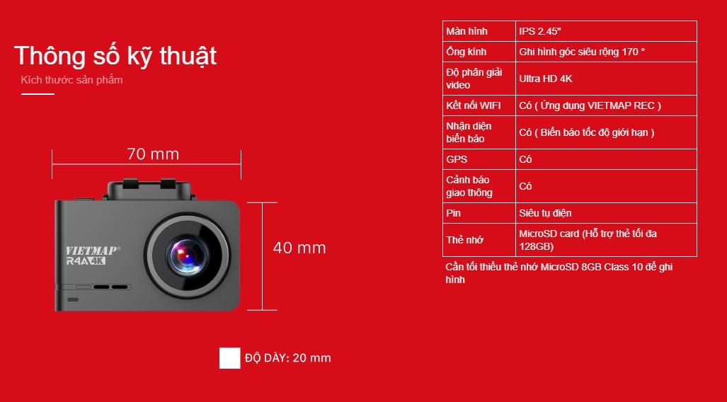 CAMERA HÀNH TRÌNH VIETMAP R4A NHẬN DIỆN BIỂN BÁO GIAO THÔNG - Hàng chính hãng