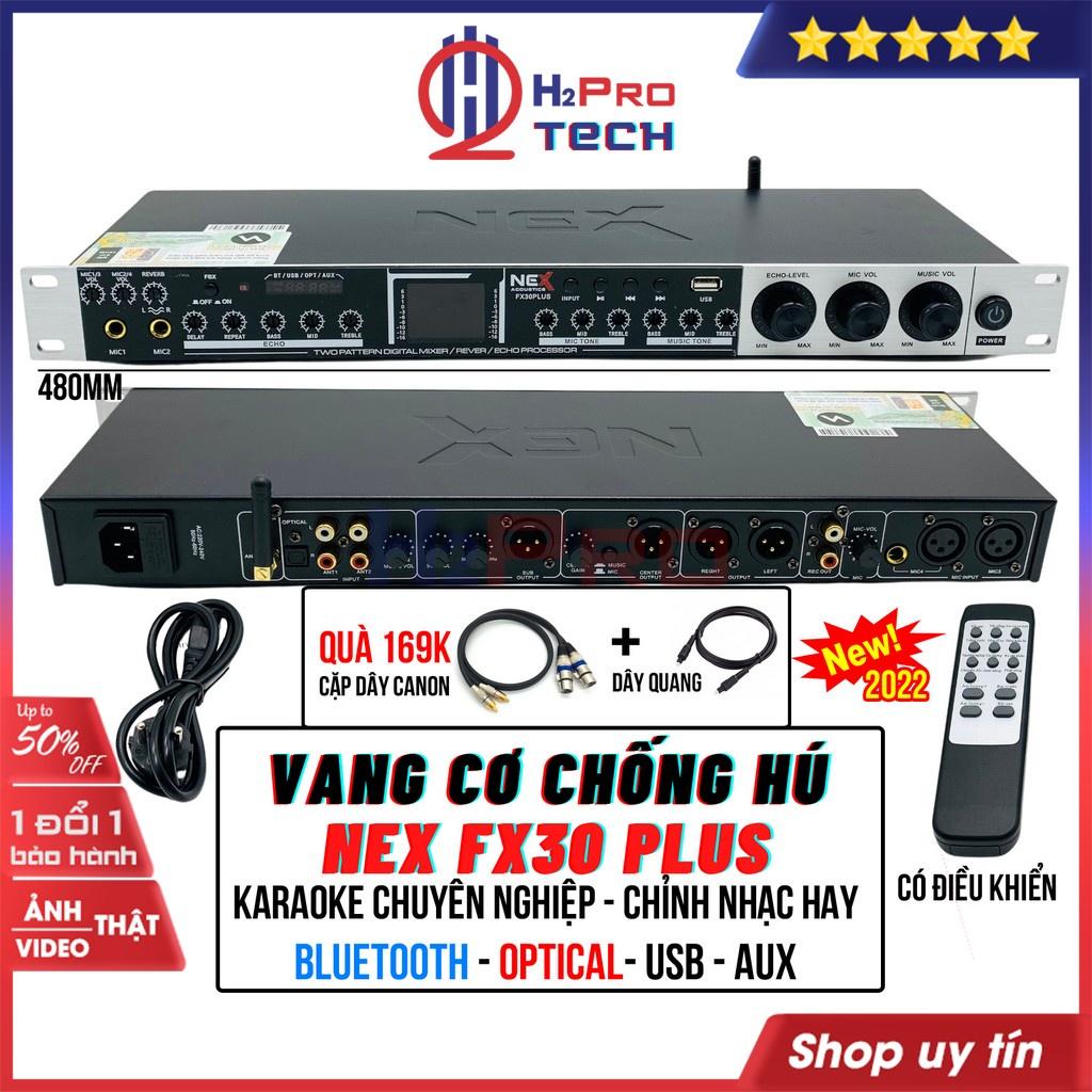 Vang cơ chống hú, Vang Cơ Karaoke NEX FX30Plus Có Rever, Bluetooth-Optical-USB, có điều khiển (bộ quà 169k)-H2pro Tech