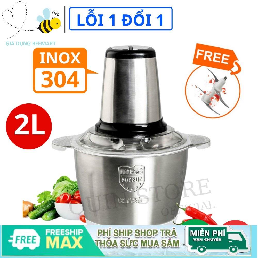 Máy Xay Thịt Cối INOX 304, Công Suất 250W Cực Mạnh, Dung Tích Lớn Lên Đến 2L, Máy Xay Thịt Bằng INOX Không Rỉ