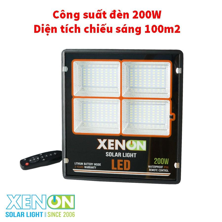 Đèn pha 200W năng lượng mặt trời chính hãng Xenon C-200W, dây dài 5m, ánh sáng trắng, chiếu sáng liên tục trên 14h