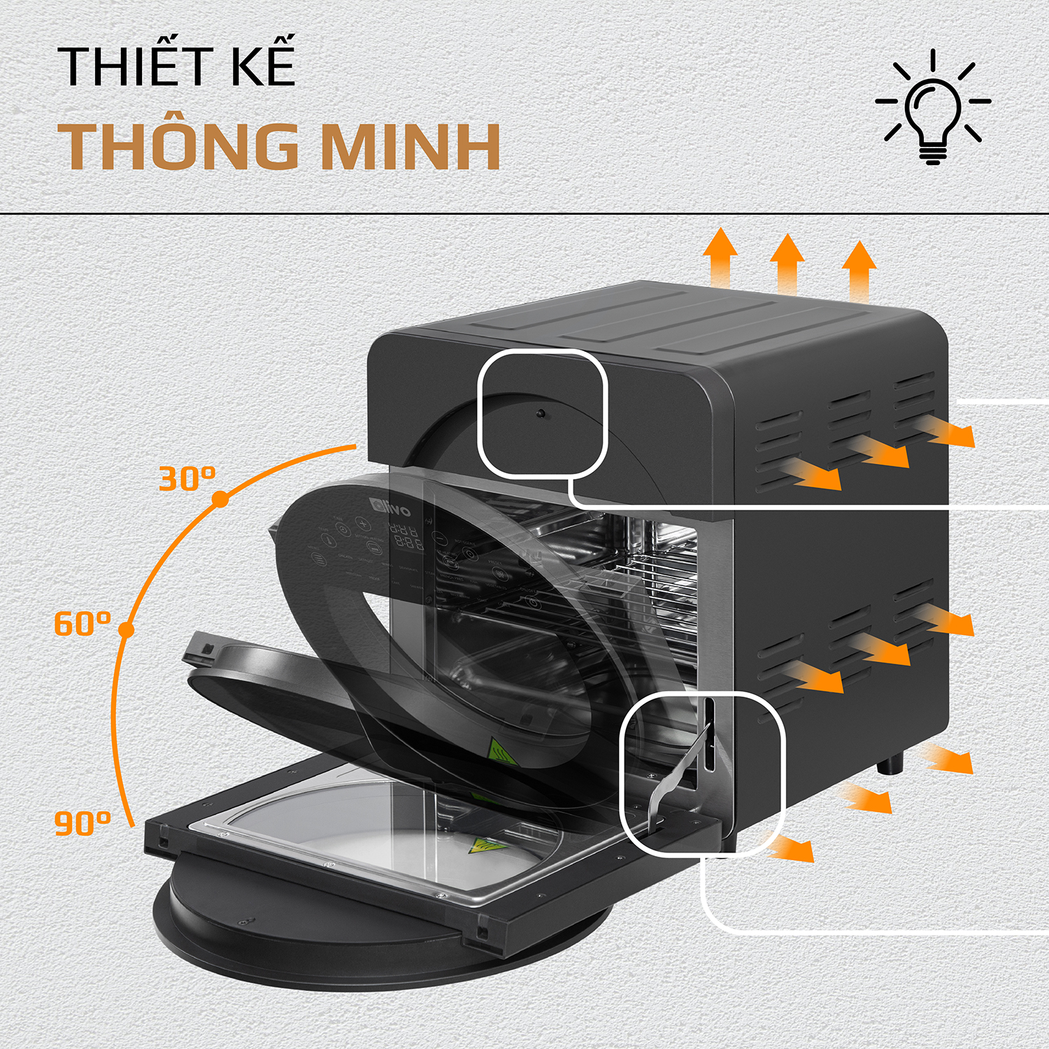 Nồi Chiên Không Dầu OLIVO AF15 16 Chức Năng - Dung Tích 15L - Công Suất 2000W - Thương Hiệu Mỹ