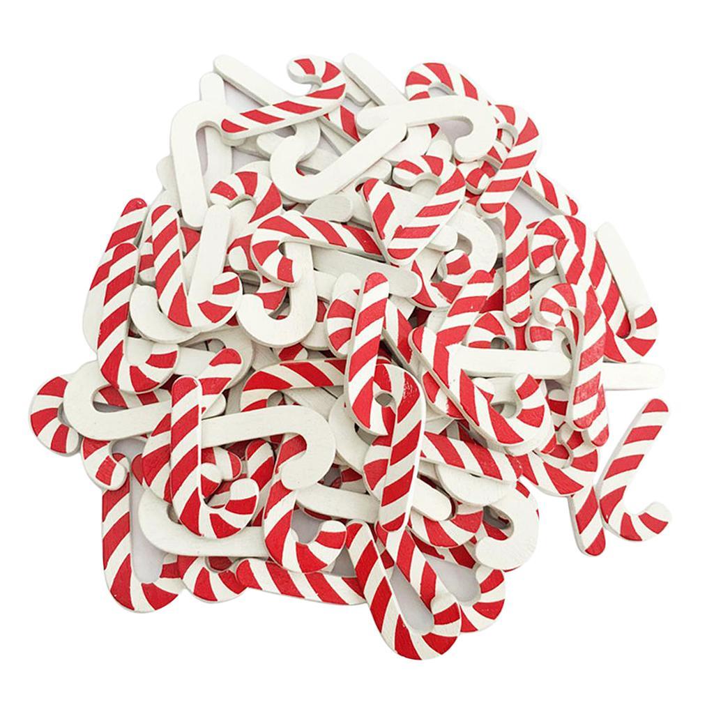 100pcs Christmas Candy Cane Wooden Plaque for Kids DIY Craft