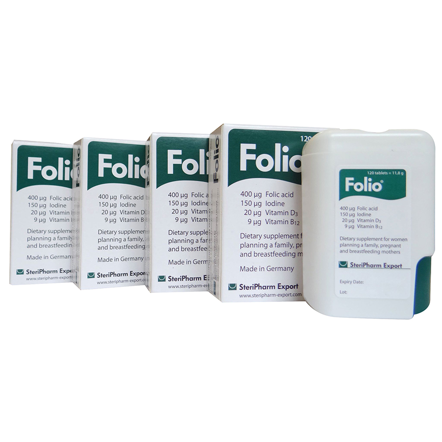 Viên uống bổ sung Acid Folic cho mẹ bầu và cho con bú Folio® - Hộp 120 viên