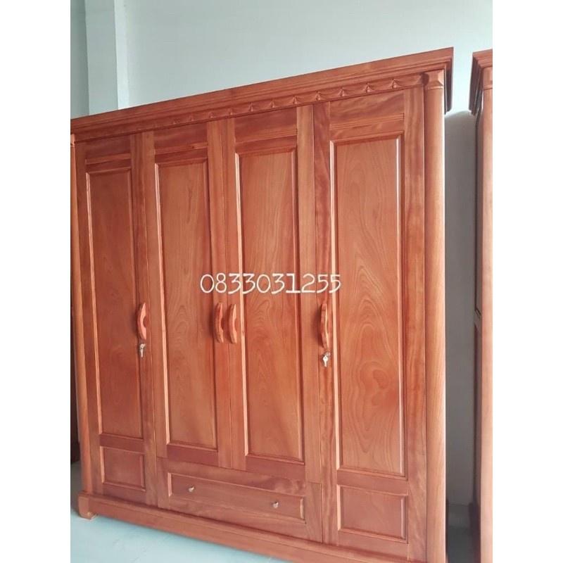 Tủ quần áo gỗ xoan đào 4 cánh
