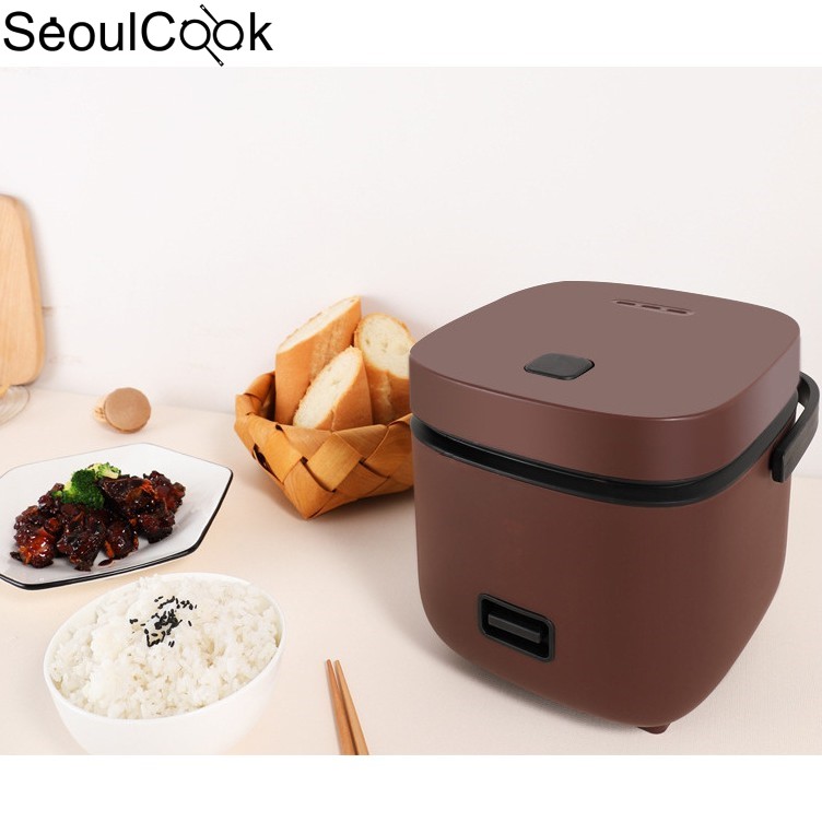 Nồi cơm mini Rice Cooker Seoulcook đa năng 1,2l hàng nội địa tặng khay hấp + vá cơm + cốc đong