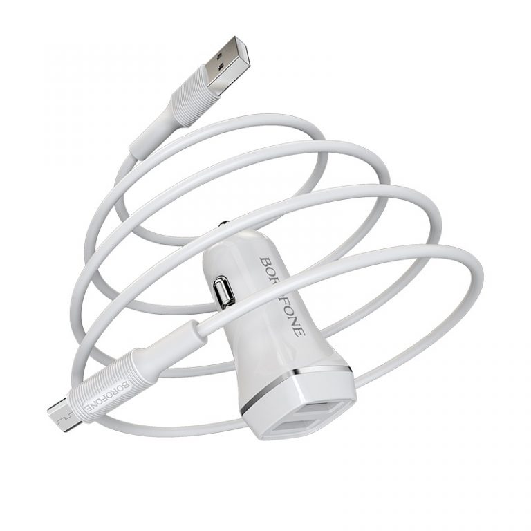 BOROFONE -Bộ Cóc Cáp Sạc Xe Hơi BZ2 Cổng MIcro -2 Cỏng USB -Hàng Nhập Khẩu