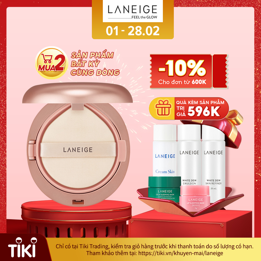 Kem phấn nền 2 lần che phủ Laneige Layering Cover Cushion &amp; Concealing Base (16.5g)