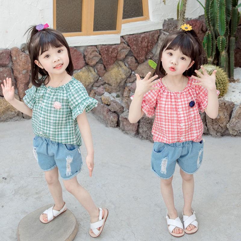 BV37 Size80-120 (6-21kg) bộ sơ mi cho bé gái, kiểu dáng Hàn QuốcThời trang trẻ Em hàng quảng châu