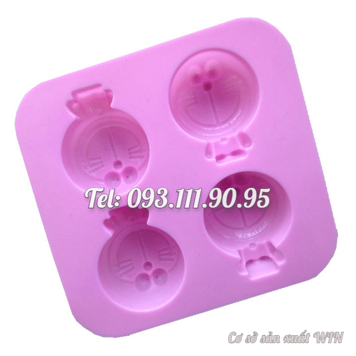 Khuôn silicon làm bánh, rau câu, socola, kẹo dẻo 4 Doremon – Mã số 1426