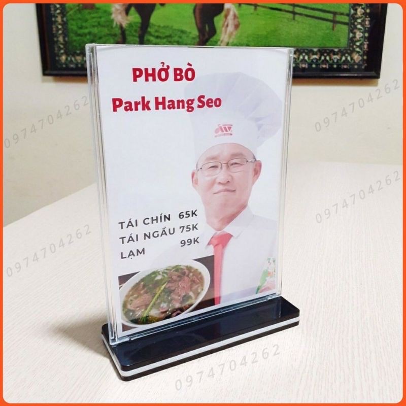 Combo 6 Bảng Menu Mica để bàn làm thực đơn thích hợp cho nhà hàng quán ăn cà phê A6