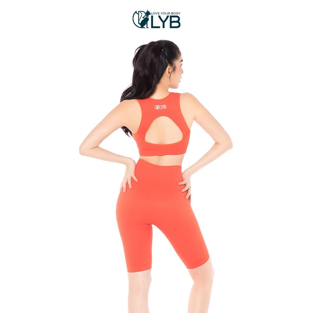 Bộ đồ tập thể thao gym yoga ngắn cá tính trẻ trung màu cam LYB - FW22-S00014A