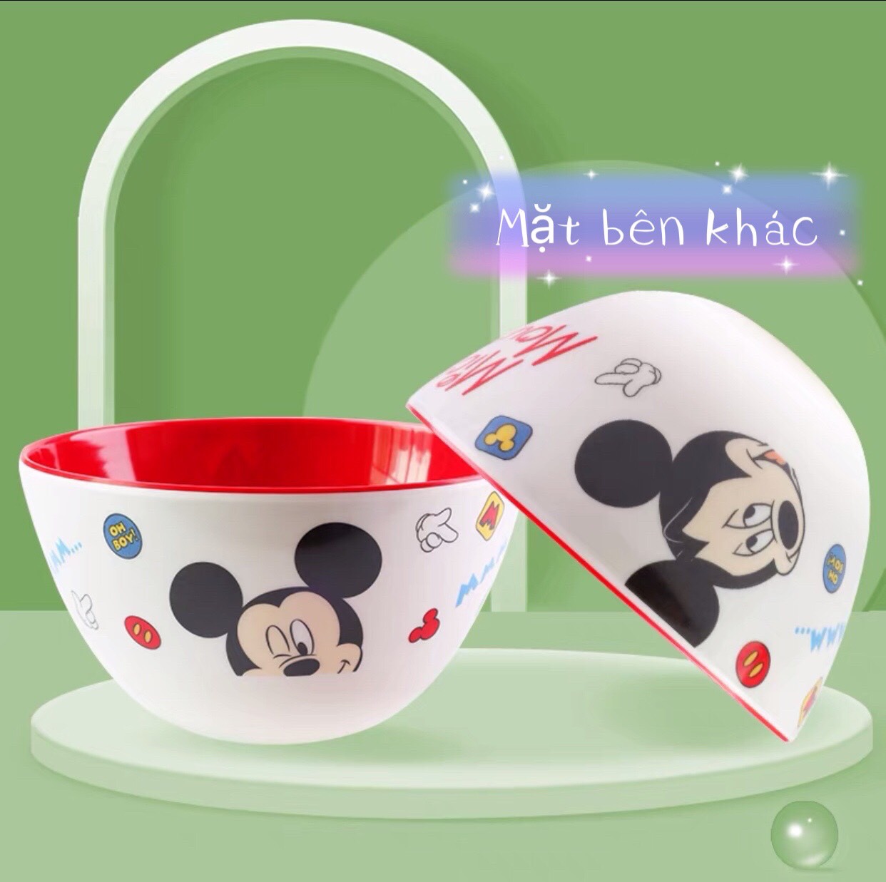 Chén ăn tròn nhựa Melamine hình chuột Mickey siêu cute - PDW21115-A