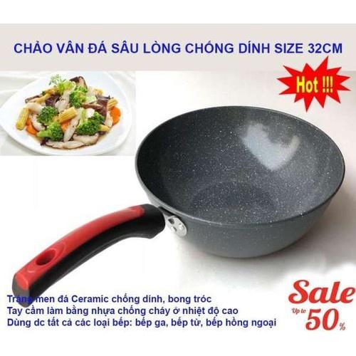 Chảo vân đá lòng sâu lòng 32cm dùng trên mọi loại bếp