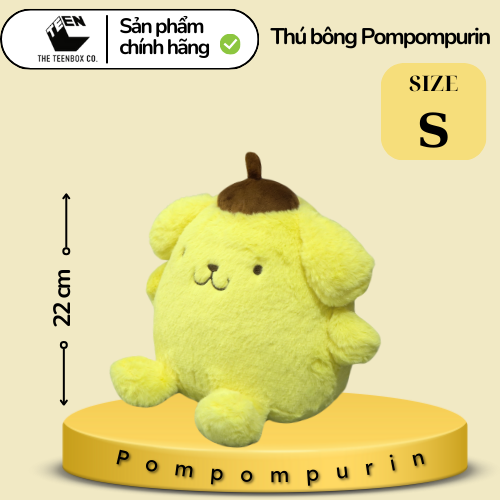 Thú bông Pompompurin S, Gấu Bông Sanrio Chính Hãng, Quà tặng đáng yêu, Sản phẩm chính hãng, Phân phối bởi Teenbox