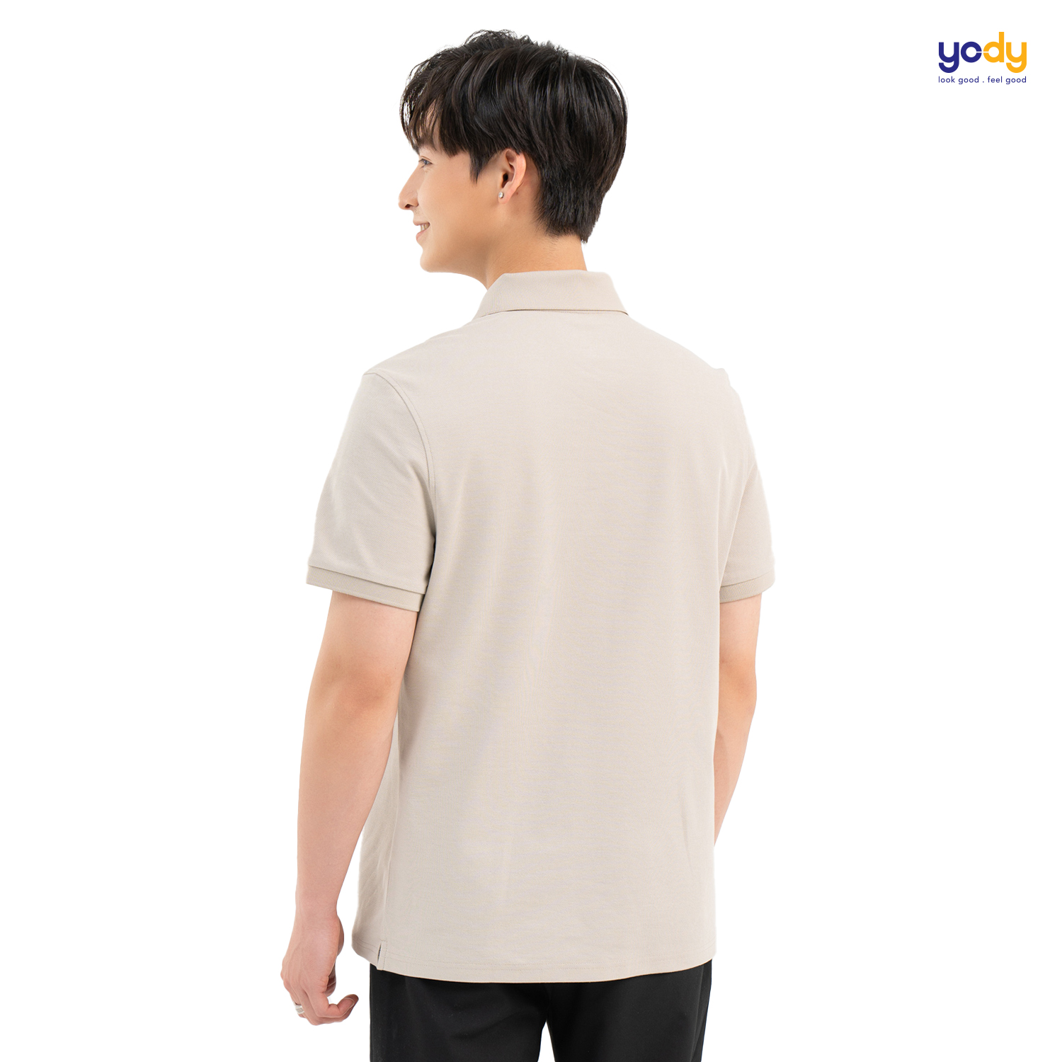 Áo polo nam YODY vải sorona form oversize thêu gấu APM6297