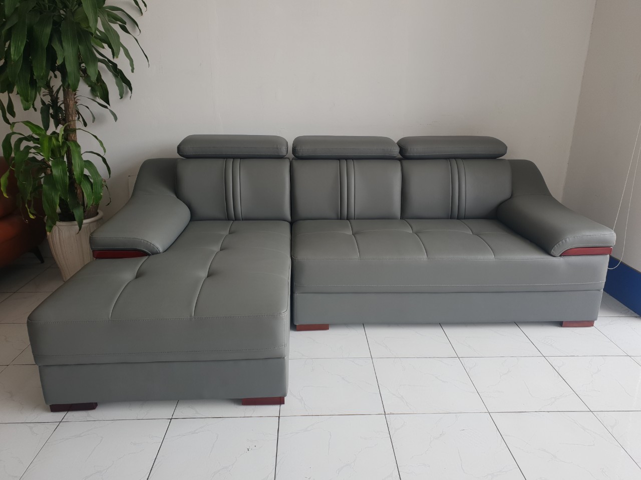 Ghế Sofa Da Hàn Quốc Cao Cấp Góc Chữ L _ An Toàn Người Dùng _ Màu Xám _ Size 2500 x 1600