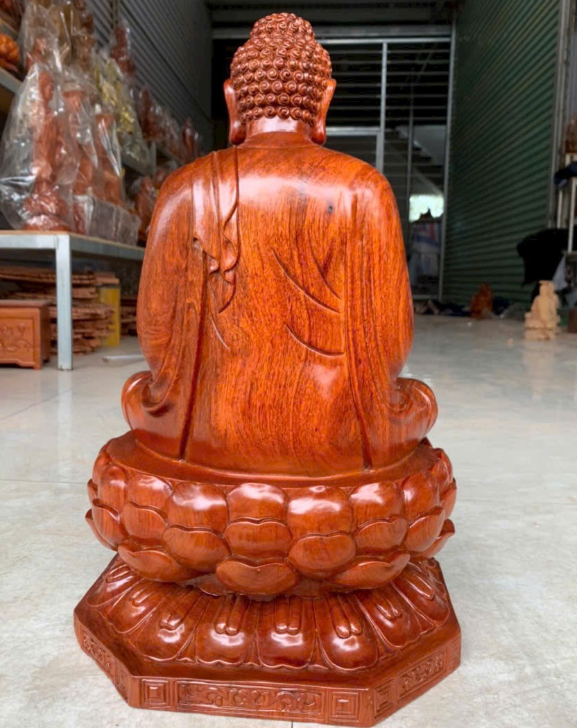 Tượng phật thích ca bằng gỗ hương đá kt cao 50×28×28cm