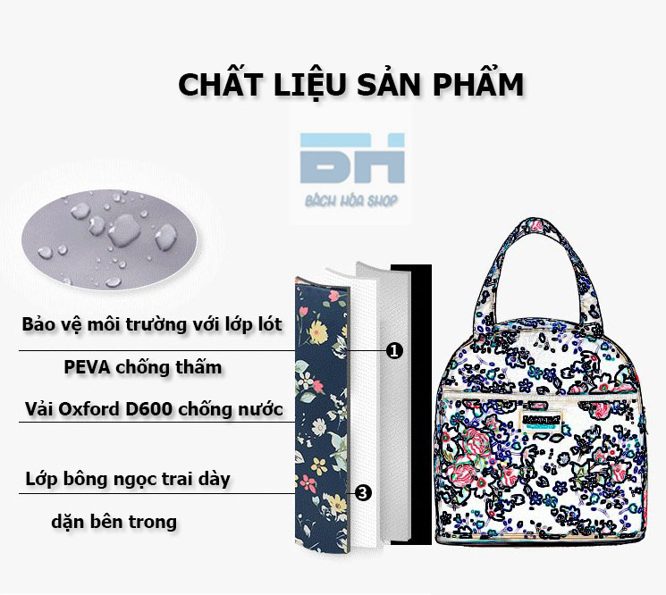 SANNEA - CAO CẤP - Túi đựng cơm giữ nhiệt, túi đựng bình sữa, dã ngoại - Vải Oxford D600 chống nước TH75