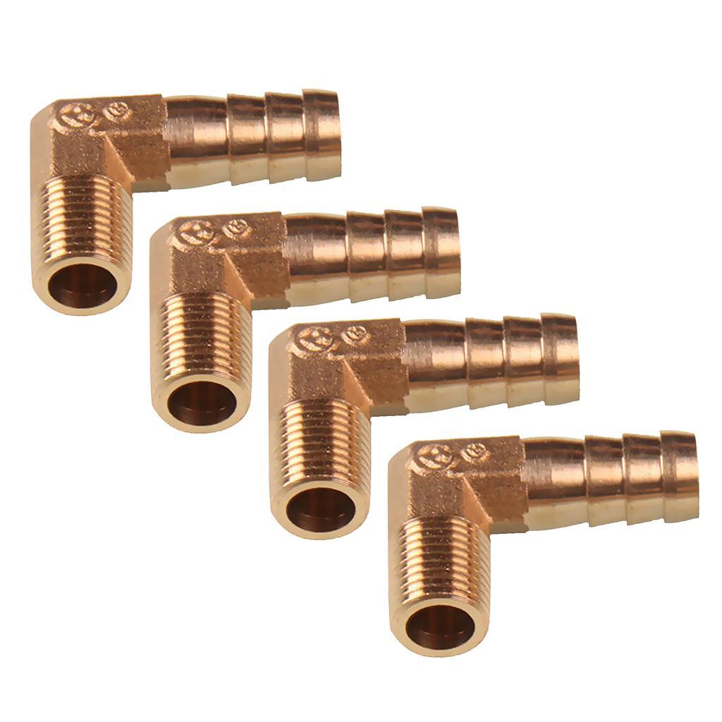 4 pieces 1/4 BSP To 12mm Brass 90 Degree Male Elbow Barb Hose Tail Pipe Gas Fittings