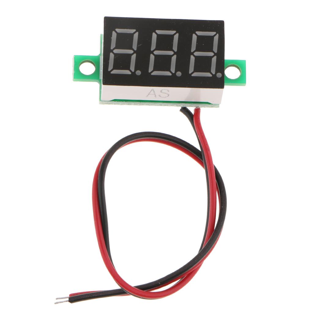 DC 4.8-30V 2 Dây Màn Hình LED Màu Đỏ Hiển Thị Kỹ Thuật Số Điện Áp Vôn Kế Bảng Điều Khiển Xe Ô Tô Xe Máy
