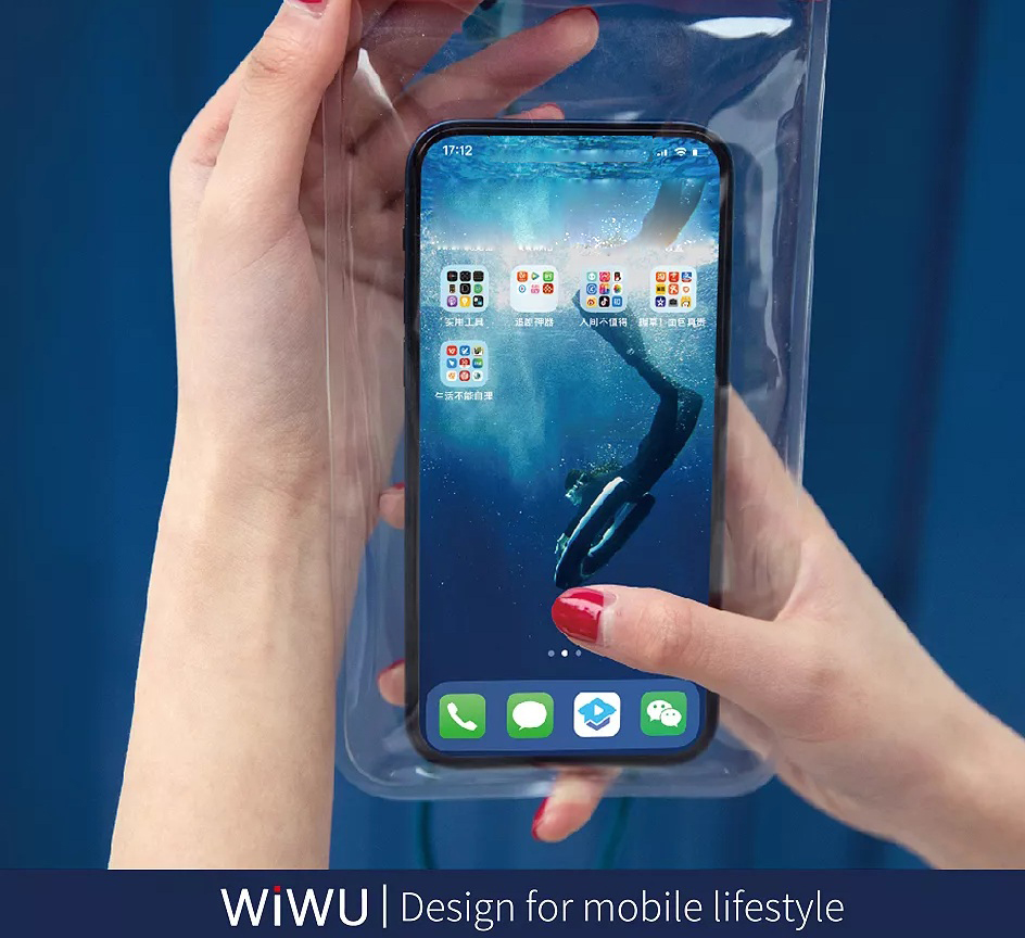 Túi chống nước waterproof cao cấp cho điện thoại 6.9 inch trở xuống chuẩn chống nước IPx8 hiệu WIWU Aqua không ảnh hưởng chất lượng ảnh chụp quay video - hàng nhập khẩu