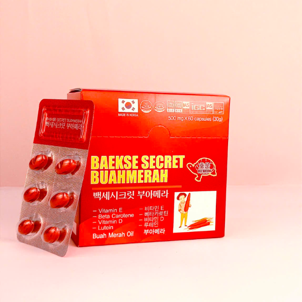 Viên uống tốt cho mắt, chống oxy hoá, cải thiện sức khoẻ phổi Baekse Secret Buah Merah (Mẫu 01), Thực phẩm chức năng Hàn Quốc - Howoon