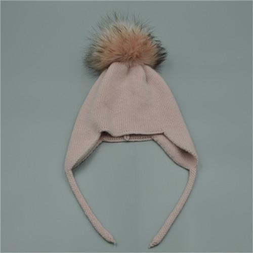 Nón Trẻ Em Trẻ Em Dễ Thương Ấm Beanies Bảo Vệ Tai Nón Mùa Thu Đông Bé Trai Bé Gái Angora Đan Nón Cho Bé Thật Lông Thú bóng Unisex Nắp
