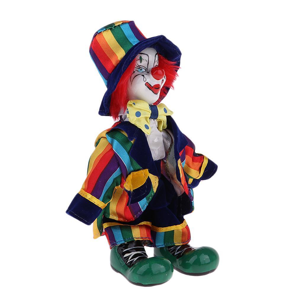 2x Interesting Harlequin Clown Doll With Porcelain Head Hands And Feet 7inch
