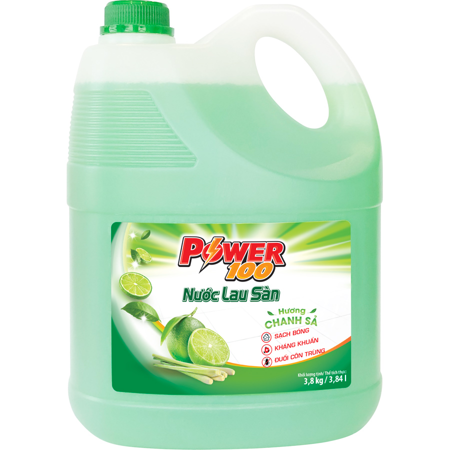 Nước Lau Sàn POWER100 Hương Chanh Sả 3,8 kg