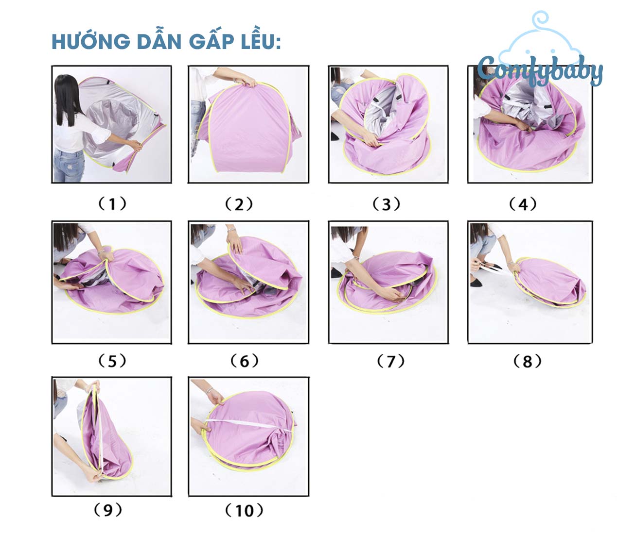 Lều đi biển che nắng cho bé Chống tia UV 50+ 4babies - Comfybaby - PQ122 - đồ chơi bãi biển - tặng quà tặng xinh xắn