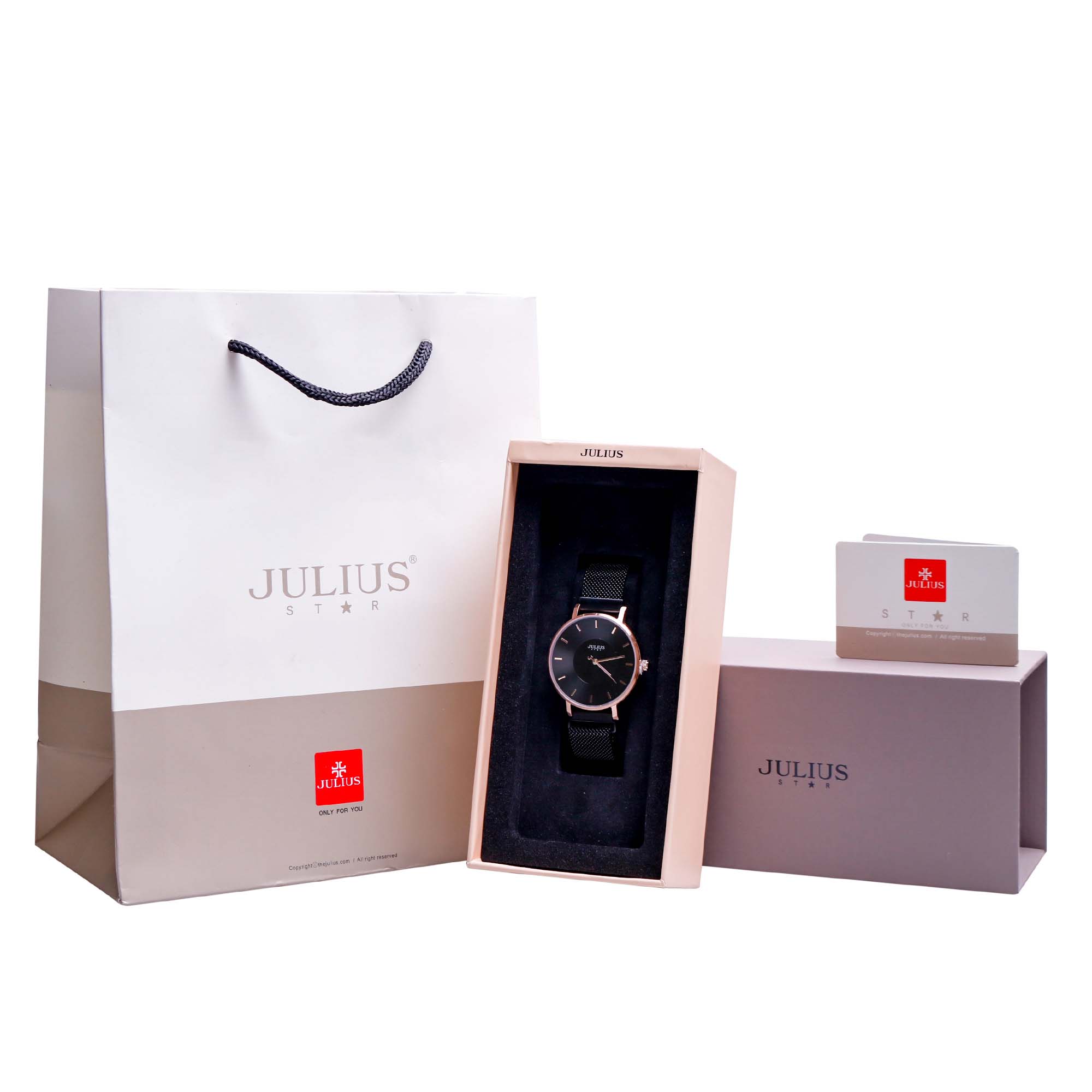 Đồng Hồ Nữ JS-025D Kính Saphire Julius Star Dây Nam Châm Hàn Quốc