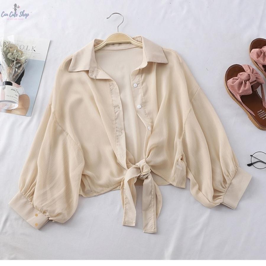 Áo Sơ Mi Cột Eo Tay Ngắn C040 Dành Cho Nữ Đi Chơi Đi Dạo Đều Đẹp