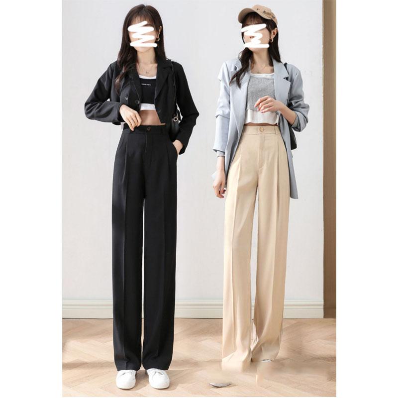 (bigsize) Quần ống rộng suông nữ lưng cao dáng dài culottes có khóa trước cạp co giãn