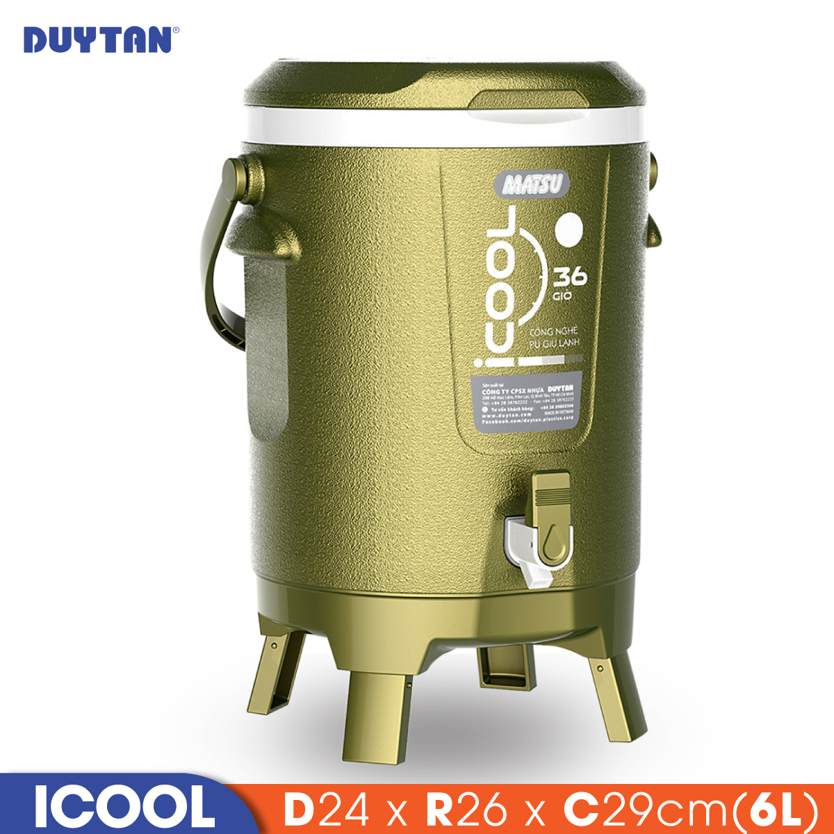 Bình đá giữ nhiệt nhựa Duy Tân Icool 6 lít - 05264 - Hàng chính hãng