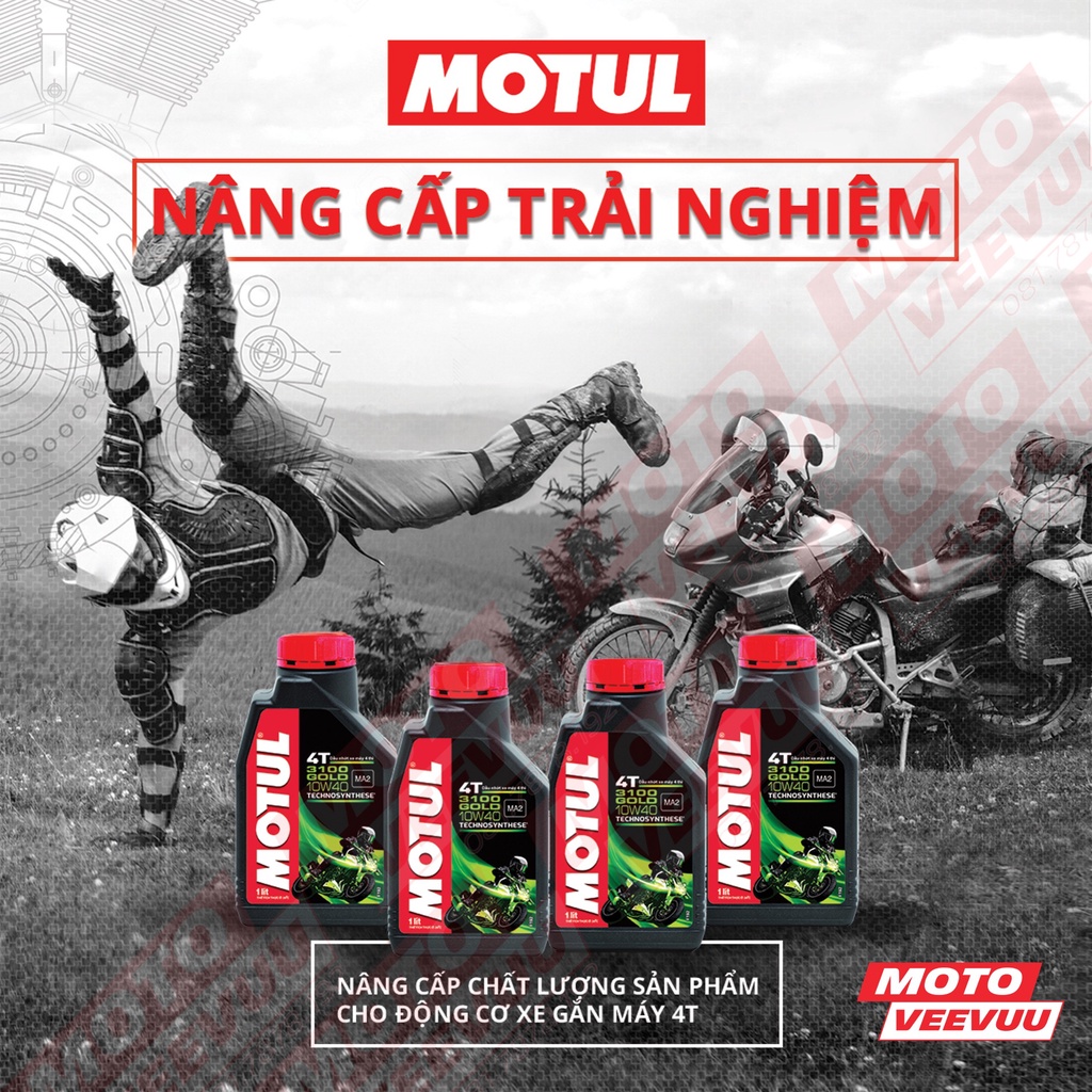 Xe Máy 3100 GOLD.MOTUL 4T 10W40. Dùng Cho Xe Số / Côn Tay Chất Lượng Pháp Ecoshine