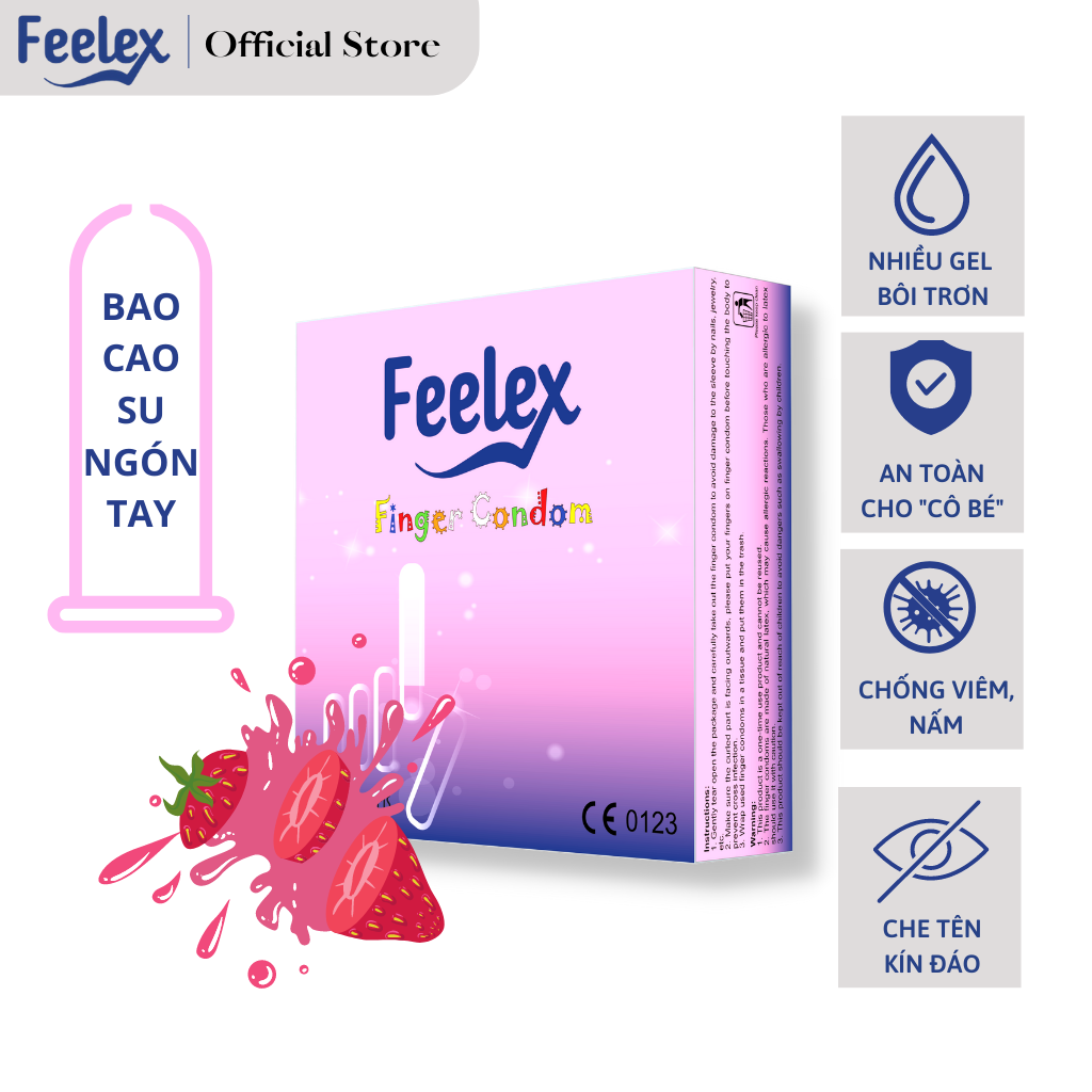 Bao cao su ngón tay Feelex Finger Condom nhiều gel hộp 12 bcs