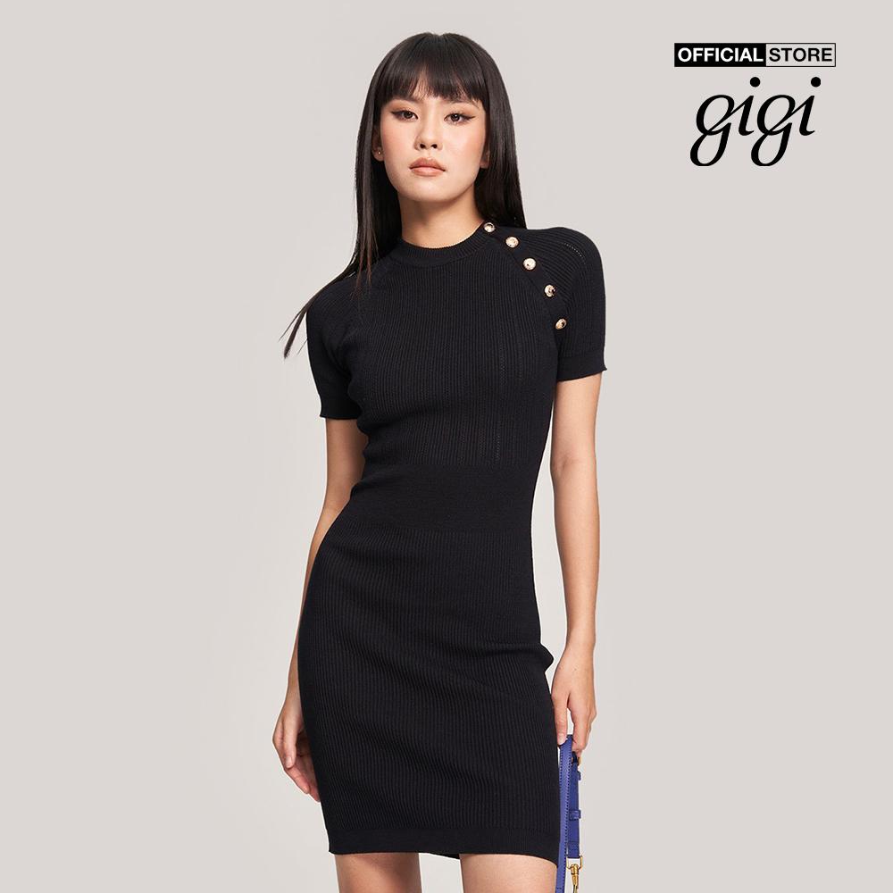 GIGI - Đầm body mini tay ngắn cổ tròn phối nút sang trọng G2106K222717