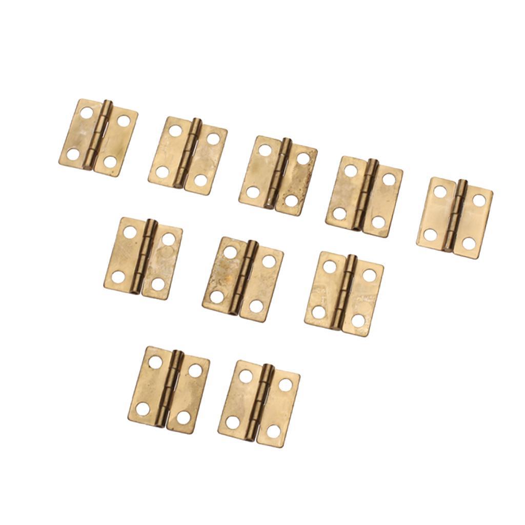 10x Antique Brass Mini Hinges Small Butterfly Butt Hinges for Wooden Jewelry
