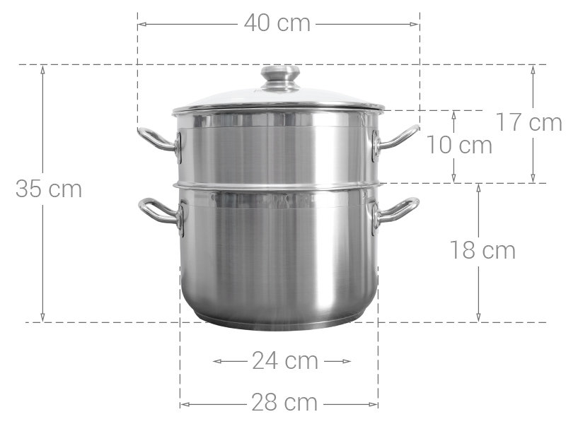 Bộ Nồi Xửng Hấp Fivestar 3 Đáy 26/28/30/32cm Chất Liệu Inox 430 Sáng Bóng, Bền Tốt, Ít Bị Oxy Hóa Bảo Hành 5 Năm- Hàng Chính Hãng