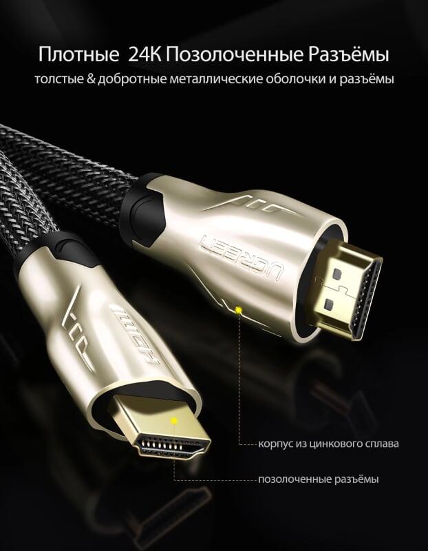 Ugreen UG11189HD102TK 1M màu Đen Cáp tín hiệu HDMI vỏ bọc lưới cao cấp - HÀNG CHÍNH HÃNG