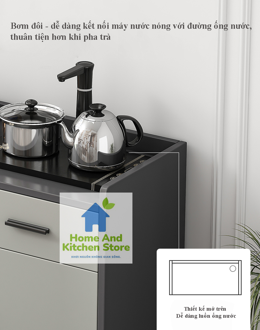 Tủ bếp - tủ trà thông minh tích hợp ĐUN NƯỚC TỰ ĐỘNG giúp thuận tiện khi pha trà, tủ trà di động kèm bếp đun nước