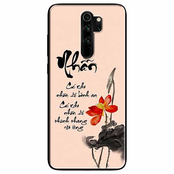 Ốp lưng in cho Redmi Note 8 Pro Mẫu Thư Pháp Nhẫn Nền Hồng