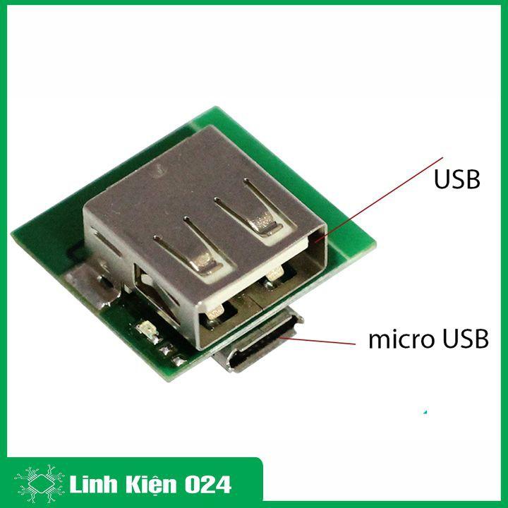 Mạch sạc pin dự phòng 5V-600MA mini 1A cổng USB có đèn báo