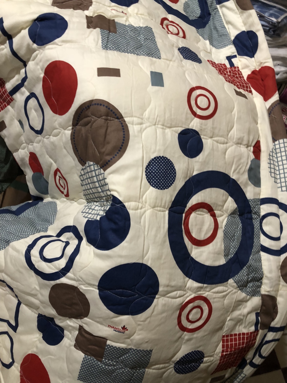 Bộ Drap kèm mền 100% Cotton cao cấp có đủ size - HT bi xanh kem