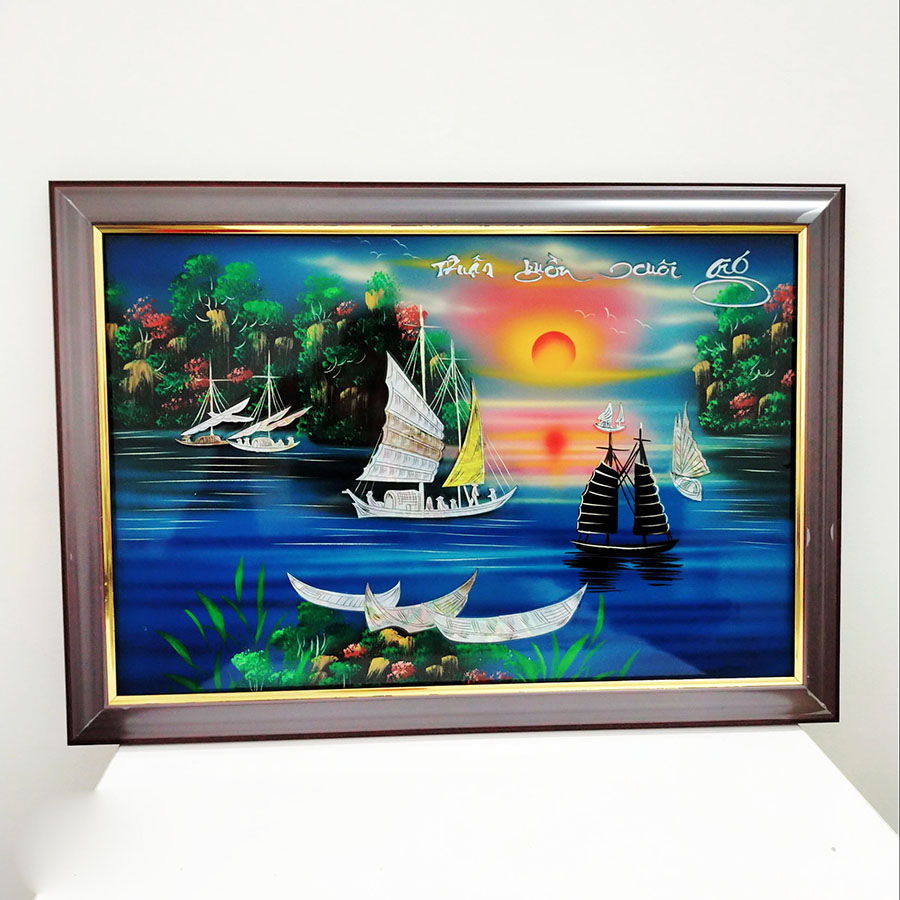 Tranh sơn mài tranh phong thủy may mắn thuận buồm xuôi gió SM00007 60x40cm