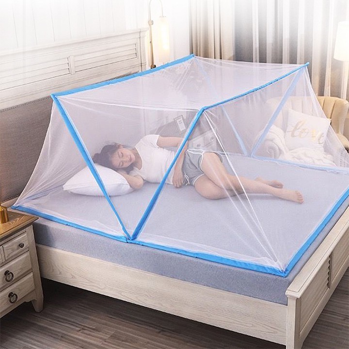 Àn chụp tự bung gấp gọn tiện dụng mẫu mới nhất 2022 - Mùng chụp tự bung người lớn kiểu xếp Hoàng Nhân
