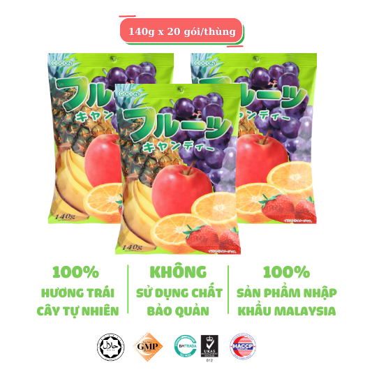 COMBO 3 GÓI KẸO TRÁI CÂY NHẬT COCON 140G