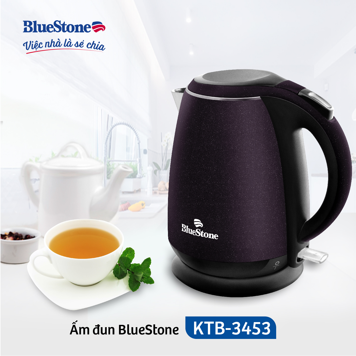 Ấm Đun Nước Bluestone KTB-3453 (1.5 Lít) - Hàng Chính Hãng